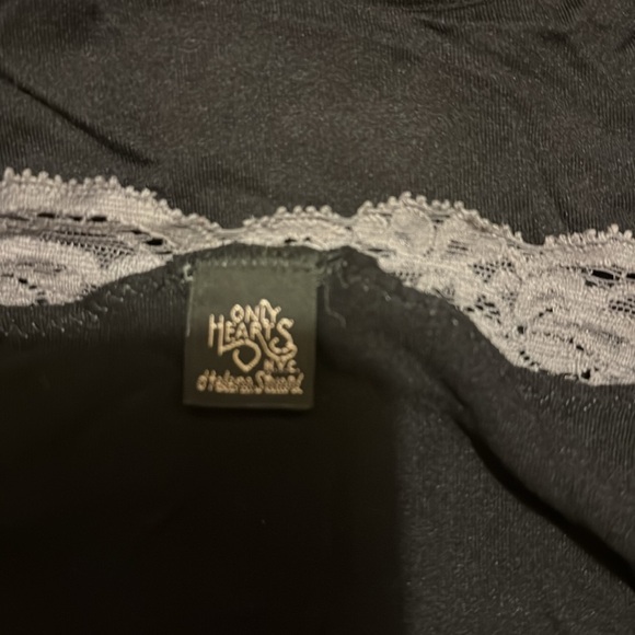 ONLY HEARTS.Made in NYC. Size S.Black cami with purpleish gray lace.Nylon/lycra. - Picture 3 of 5